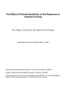 the effect of climate sensitivity on the response to volcanic forcing