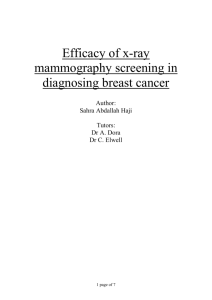 Efficacy of x-ray mammography screening in diagnosing breast cancer