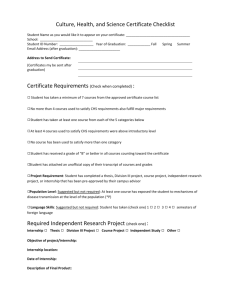 Culture, Health, and Science Certificate Checklist