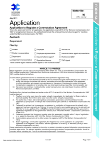 Applicant: - Workers Compensation Commission