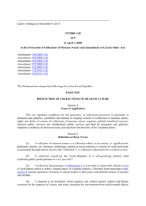 ACT of April 7, 2000 on the Protection of Collections of Museum