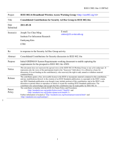 Consolidated Contributions for Security Ad Hoc Group in IEEE