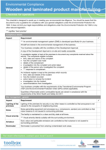 Operator self assessment checklist - Wooden Product