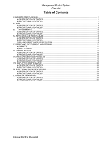 internal control checklist - Purchasing and Contracting Services