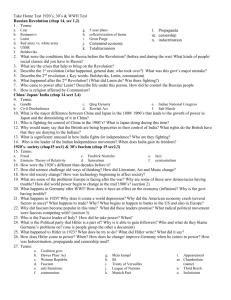 Study Guide 1920`s, 30`s & WWII Test