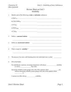 Solubility Review Sheet