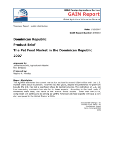 Dominican Republic Product Brief, The Pet Food Market