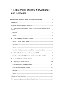 Study Session 41 Integrated Disease Surveillance and Response