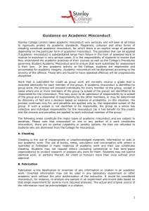 Guidence on academic misconduct
