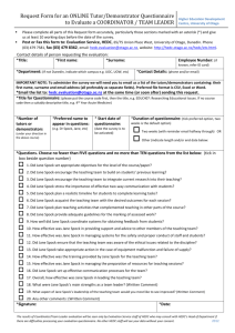 Request Form for an Online Student Questionnaire to