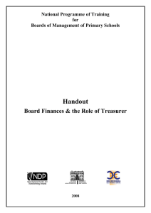 Handout of slides: Board Finances & the Role of Treasurer