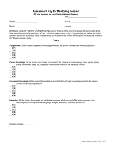 Assessment Key for Mentoring Sessions