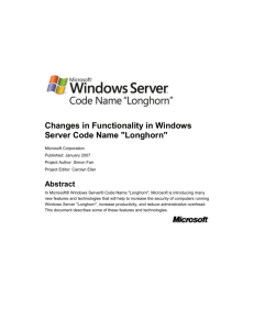 Changes in Functionality in Windows Server Longhorn