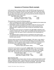 Issuance of Common Stock example