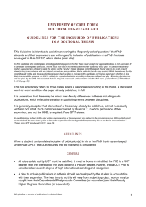 Guidelines for the Inclusion of Publications in a Doctoral Thesis