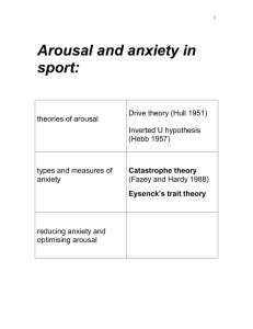 d) Arousal and anxiety in sport: