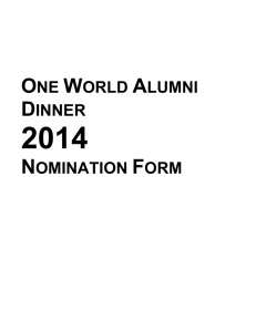 One World Alumni Dinner 2014 Nomination Form One World Alumni
