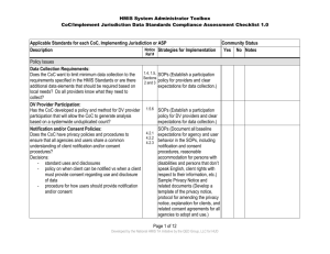 CoC Data Standards Checklist