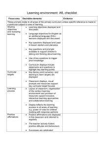 Learning environment: AfL checklist