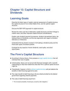 Chapter 13: Capital Structure and Dividends