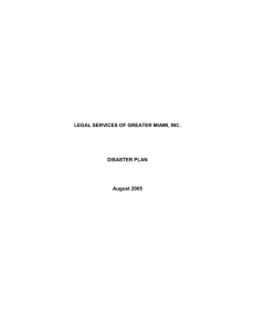 Legal Services of Greater Miami, Inc. Disaster Plan, 2005