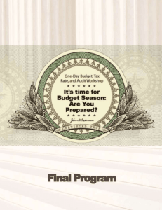 June 17-19, 2015 - One-Day Budget, Tax Rate, and Audit Workshop