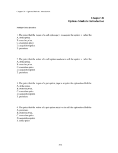 Chapter 20 Options Markets: Introduction