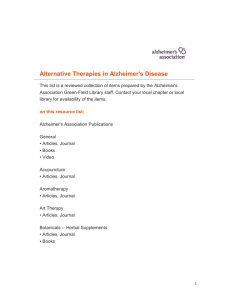 Alternative Therapies in Alzheimer`s Disease