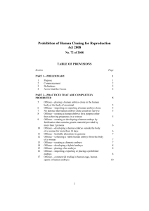 Prohibition of Human Cloning for Reproduction Act 2008