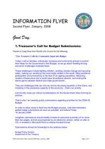 New Treasurer Calls for Community Input into Budget