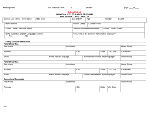 Age 3 - 13 IEP Form - Johnston Public Schools