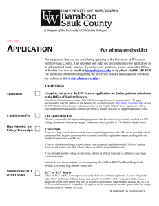 Admission Checklist - University of Wisconsin