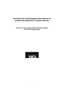 Curriculum for psychological interventions for people with