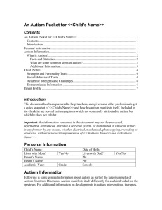 An Autism Checklist