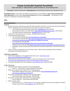 Oregon Sustainable Hospitals Roundtable Friday, November 13th