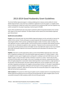 2013-2014 Good Husbandry Grant Guidelines The Animal Welfare