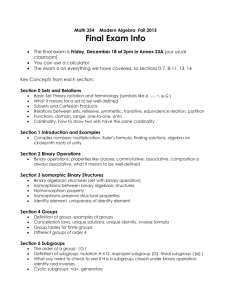 Math 354 Modern Algebra Fall 2015 Final Exam Info The final exam