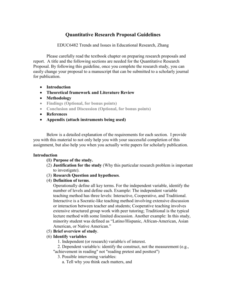 how to make quantitative research proposal