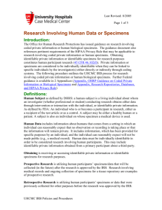 Research Involving Human Data or Specimens