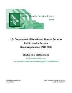 U.S. DHHS Public Health Service Grant Application (PHS 398)