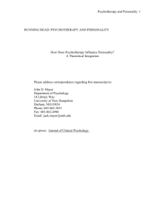 running head: personality change - Personality: A Systems Approach