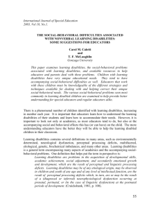 the social-behavioural difficulties associated with nonverbal learning