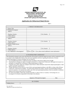 Application for Behavioral Study Review