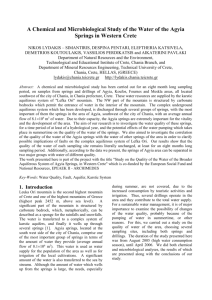 A chemical and Microbiological Study of the Water of the Agyia