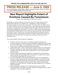 (page 1 . . . New Report Highlights Extent of Evictions) REPORT