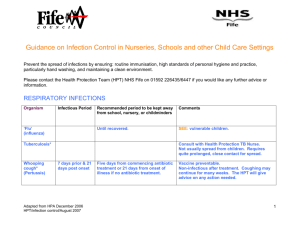 Guidance on Infection Control In Schools and other Child Care