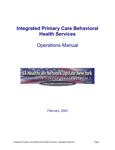 Integrated Primary Care Behavioral Health Services: Operations