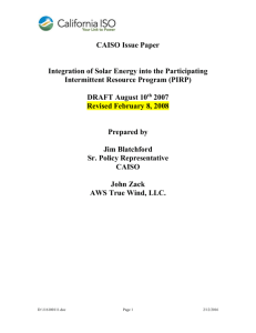 Revised Issue Paper - Integration of Solar into PIRP