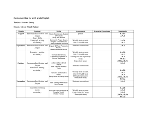 Curriculum Map for (grade and subject)