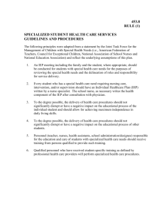 453.8 RULE (1) SPECIALIZED STUDENT HEALTH CARE